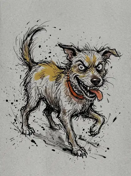 hand drawn line art minimal color lines Ralph Steadman style mischievous sly lit